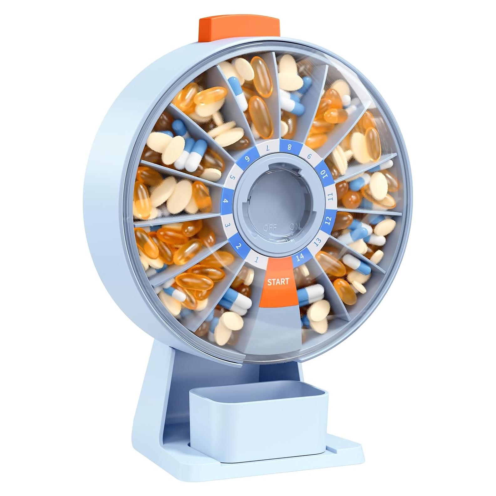 Dispensador de Pastillas Daviky Azul, Organizador 14 Días