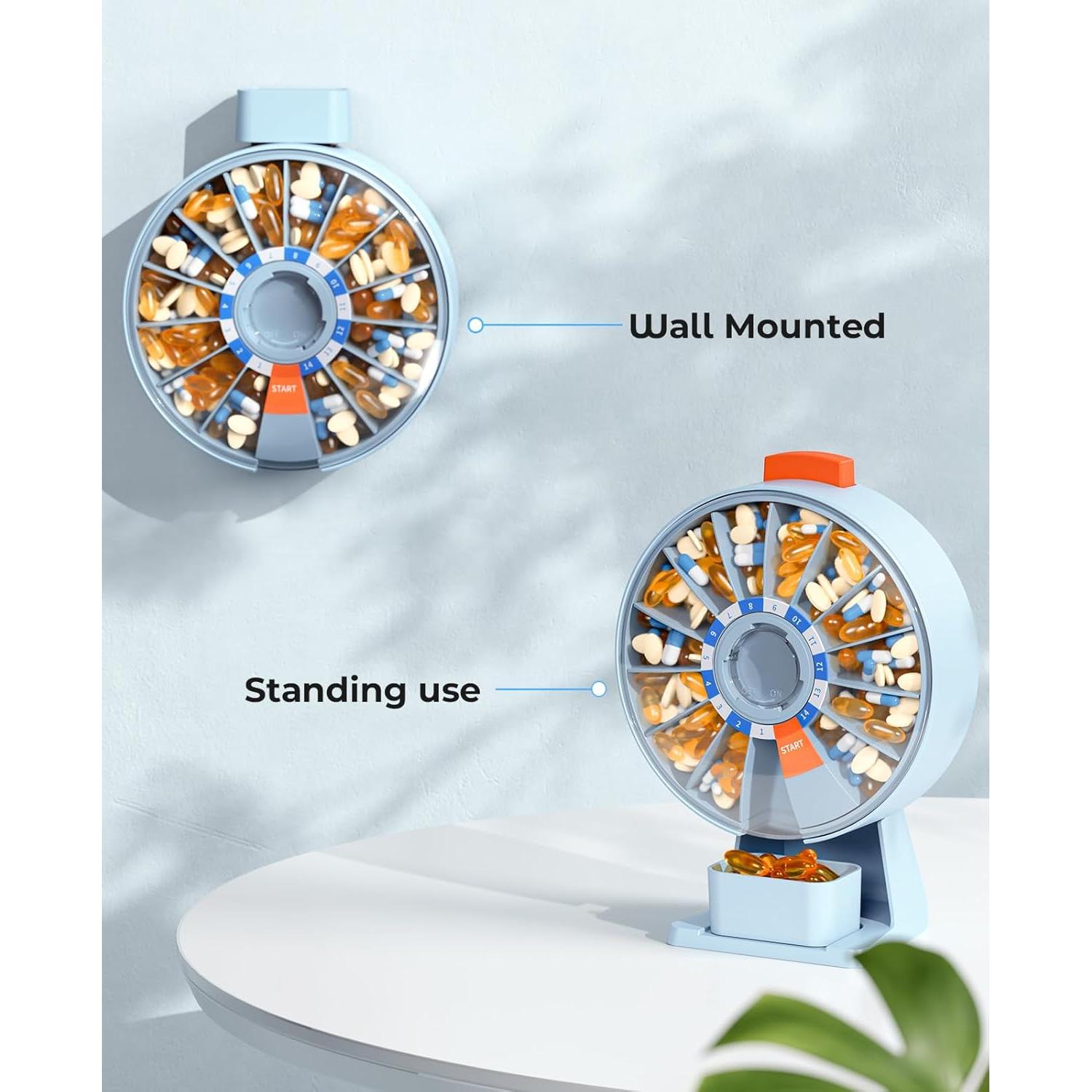 Dispensador de Pastillas Daviky Azul, Organizador 14 Días