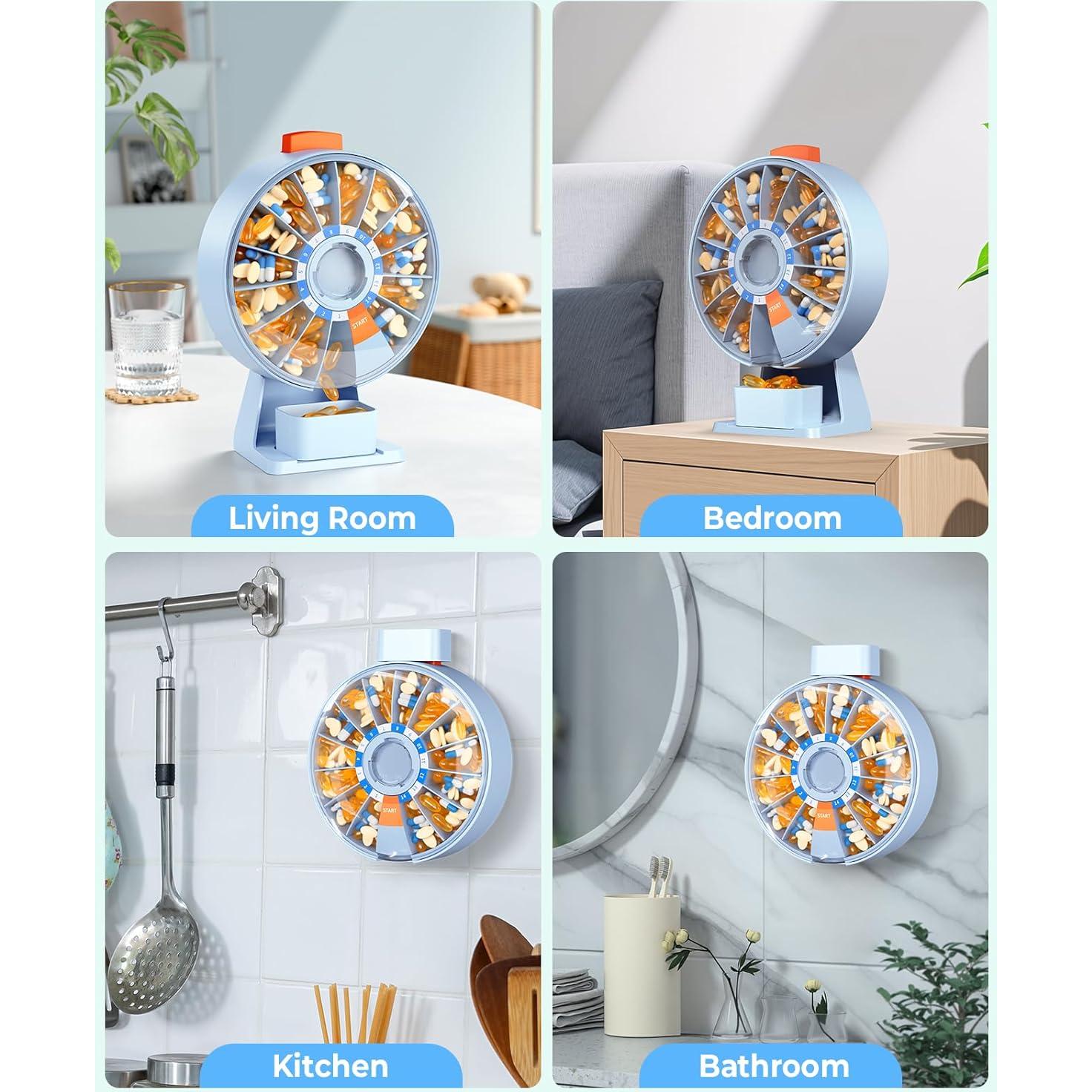 Dispensador de Pastillas Daviky Azul, Organizador 14 Días