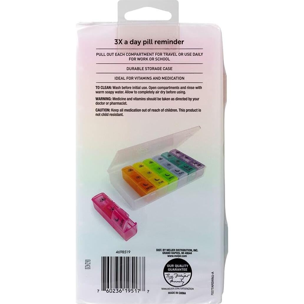 Planificador de Pastillas Ezy Dose Semanal 3x al Día Arcoíris