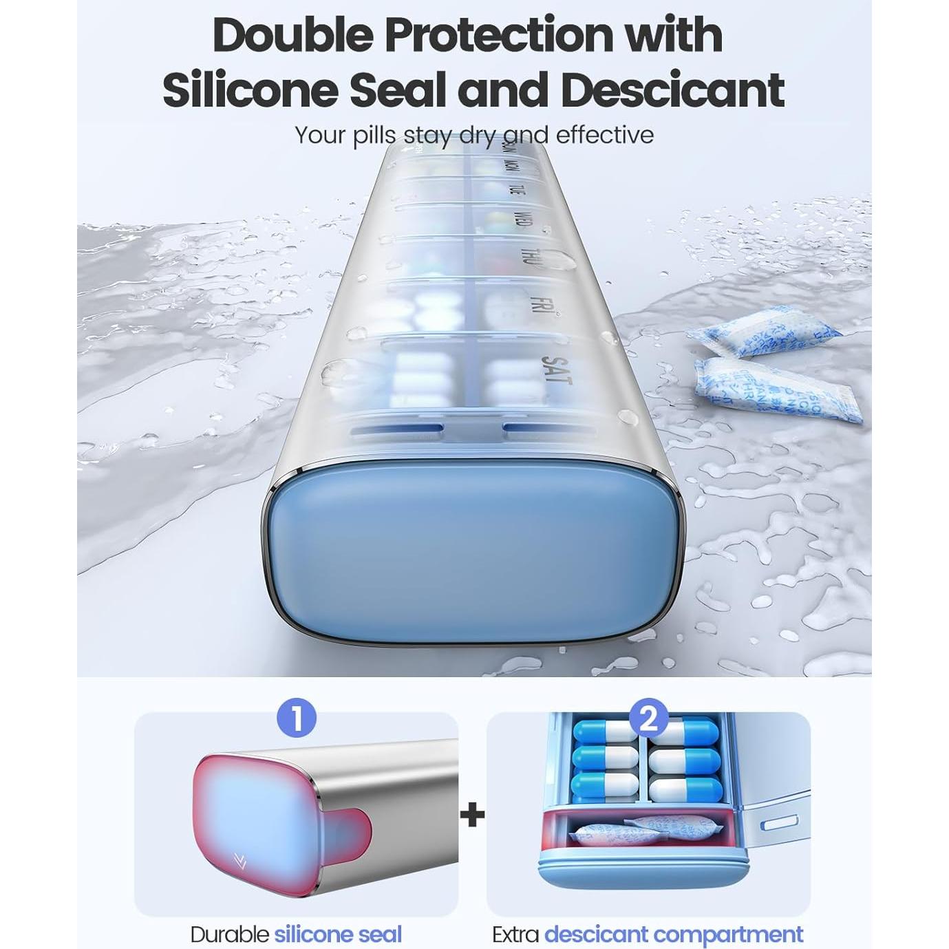 Organizador de Pastillas Semanal Vaydeer Oro Rosa 21x5.3cm