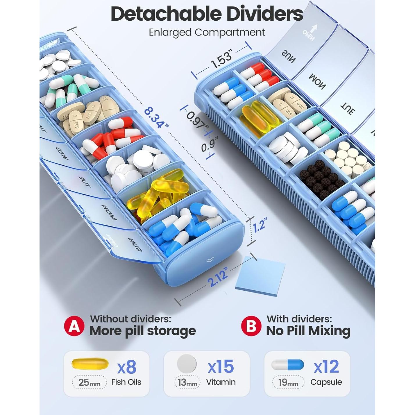Organizador de Pastillas Semanal Vaydeer Oro Rosa 21x5.3cm