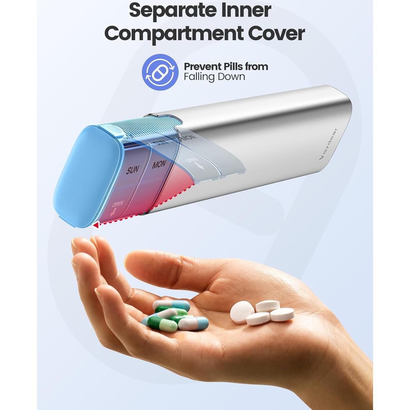Organizador de Pastillas Semanal Vaydeer Oro Rosa 21x5.3cm