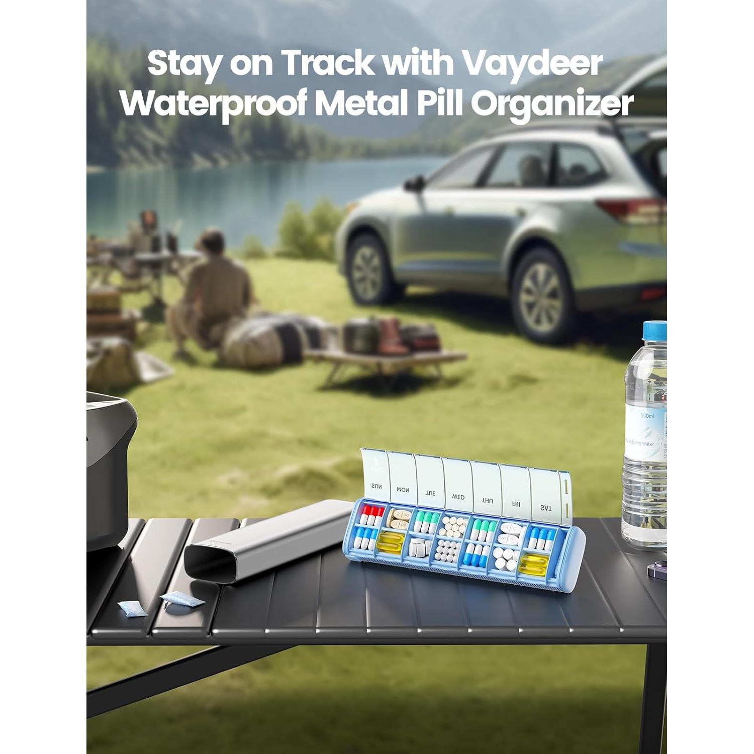 Organizador de Pastillas Semanal Vaydeer Oro Rosa 21x5.3cm