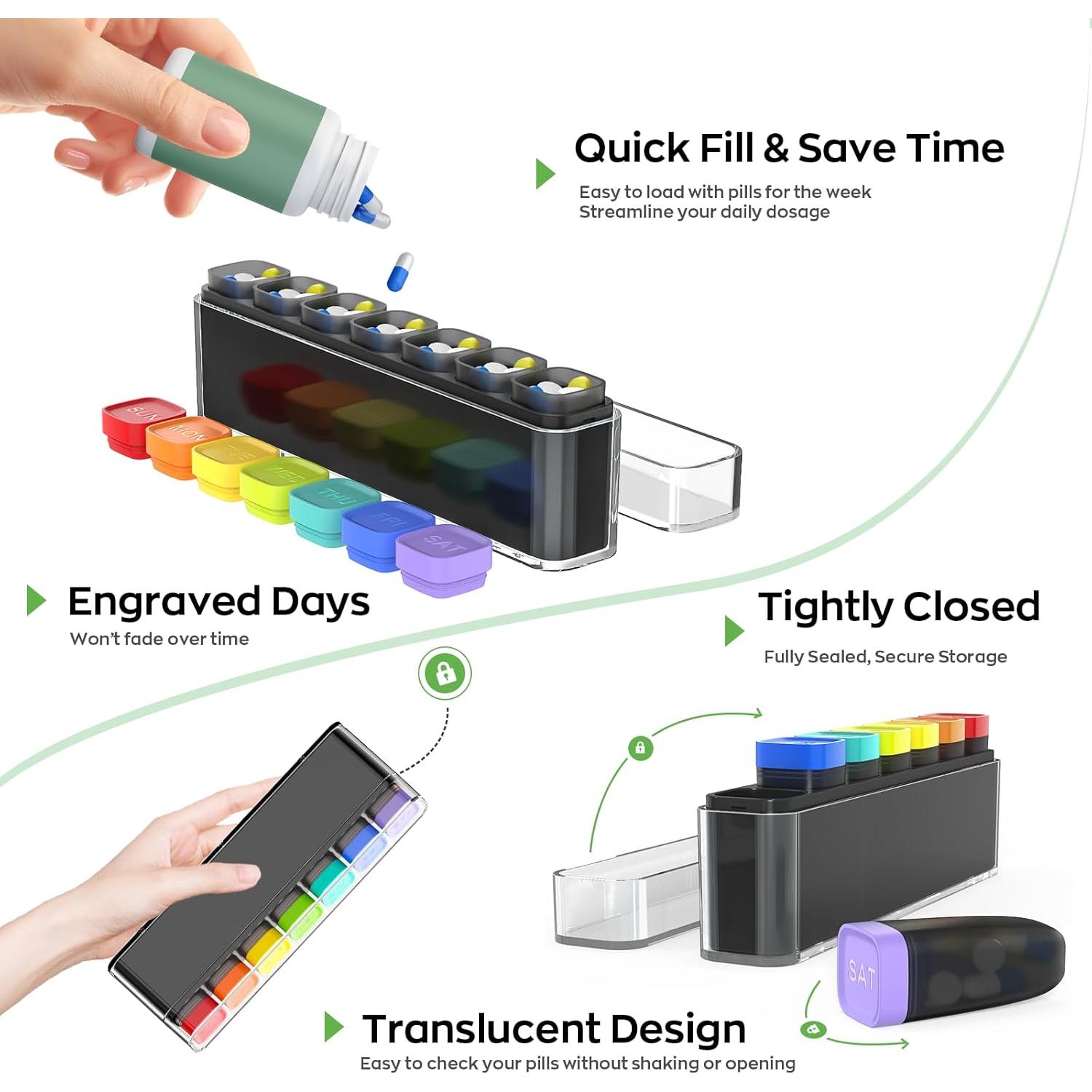 Organizador Semanal de Pastillas HIONXMGA 7 Días Transparente
