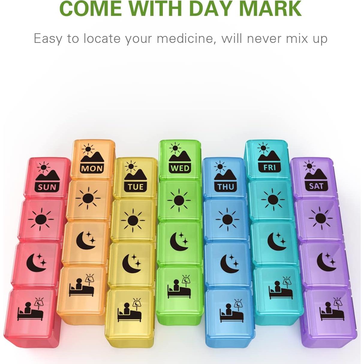 Organizador de Pastillas Semanal Fullicon 4 Veces al Día 28 Compartimentos