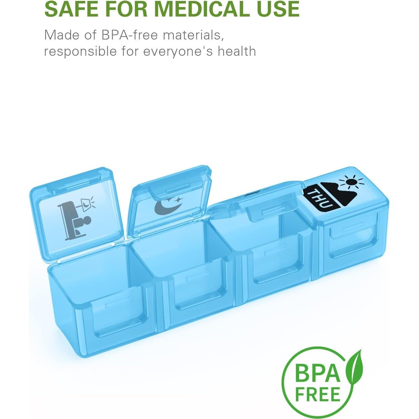 Organizador de Pastillas Semanal Fullicon 4 Veces al Día 28 Compartimentos