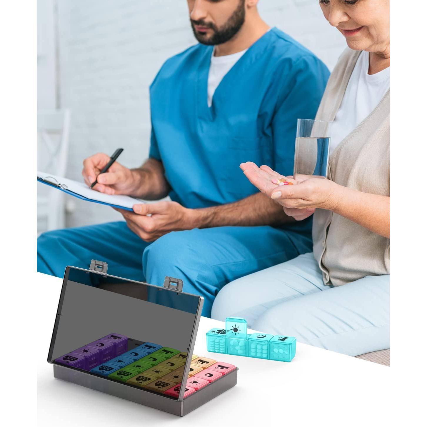 Organizador de Pastillas Semanal Fullicon 4 Veces al Día 28 Compartimentos