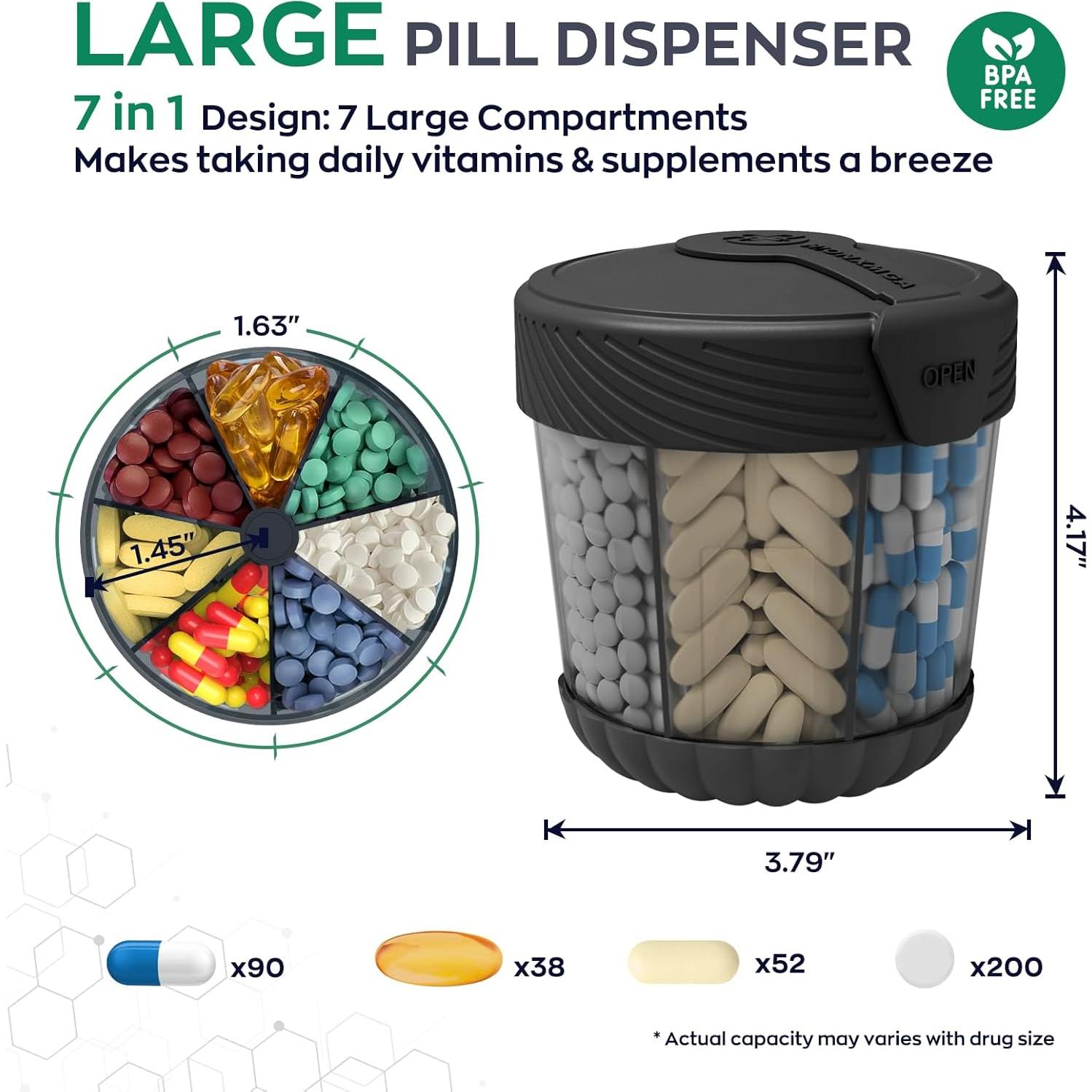 Dispensador de Pastillas HIONXMGA Grande 7 Compartimentos Libre BPA