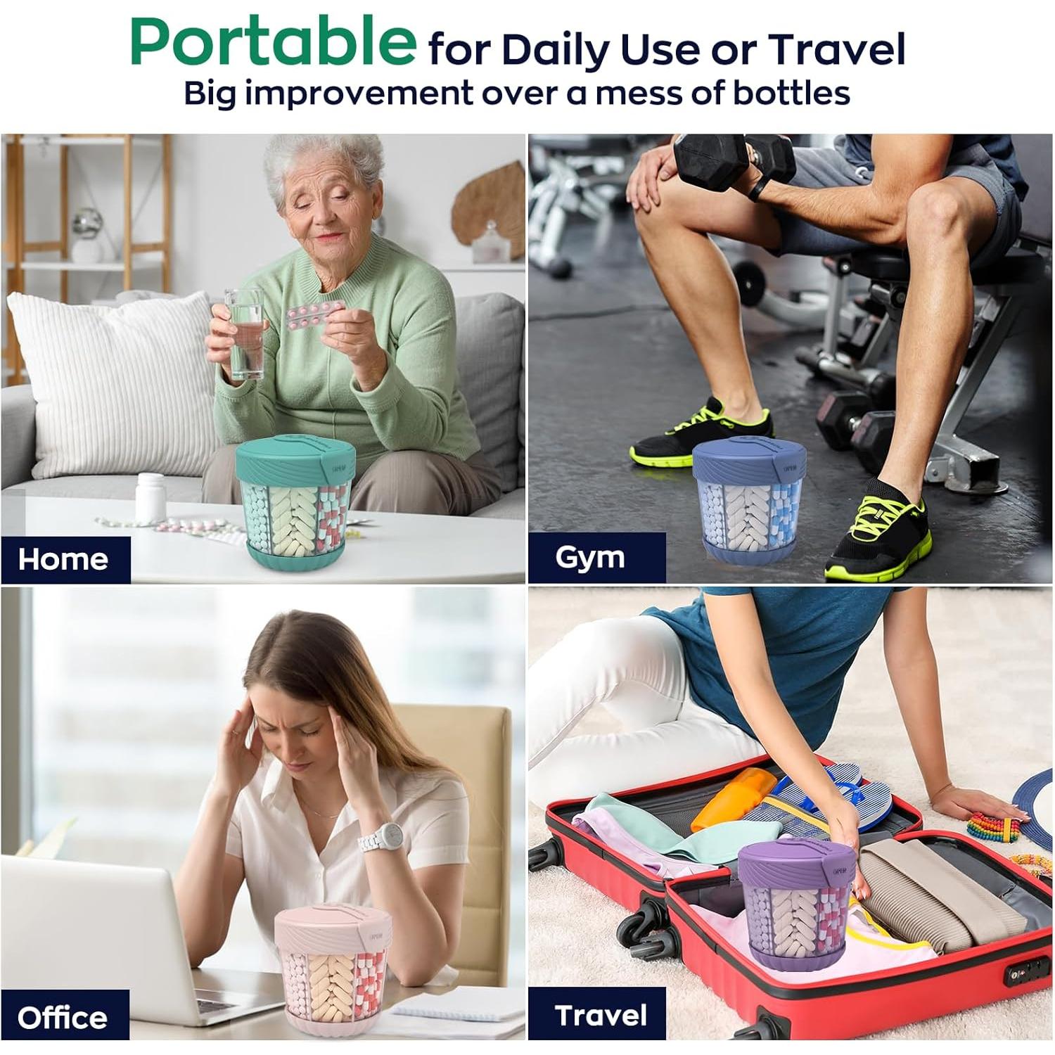 Dispensador de Pastillas HIONXMGA Grande 7 Compartimentos Libre BPA