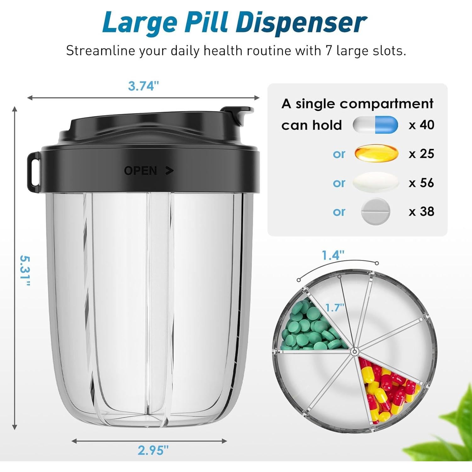 Dispensador de Pastillas NAVIKIA 7 Compartimentos Negro