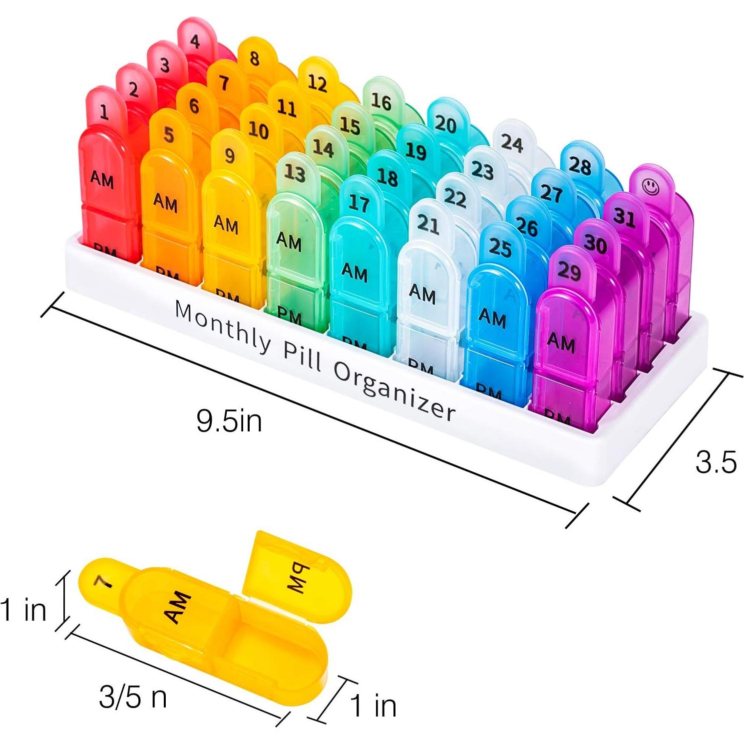 Organizador de Pastillas Mensual Daviky 30 Días AM PM Libre BPA