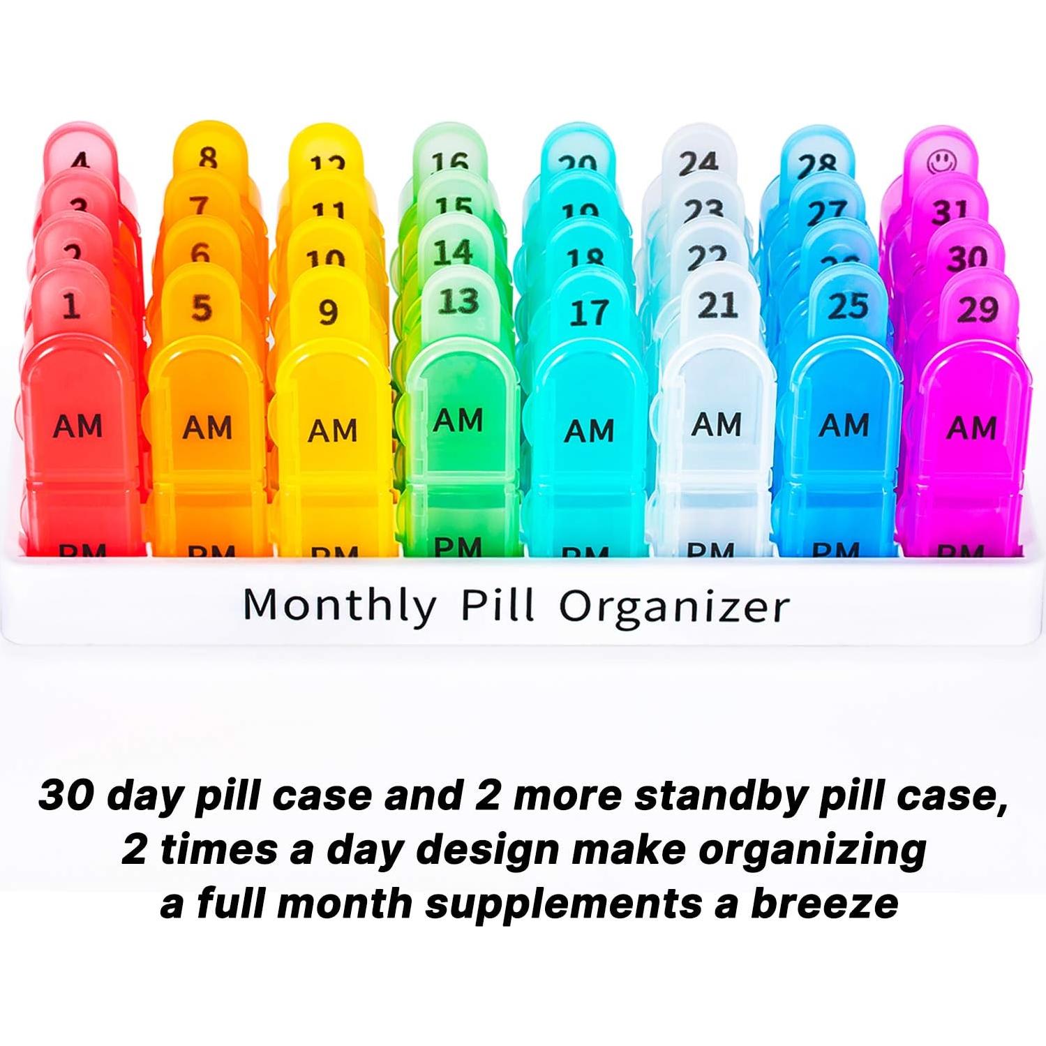 Organizador de Pastillas Mensual Daviky 30 Días AM PM Libre BPA