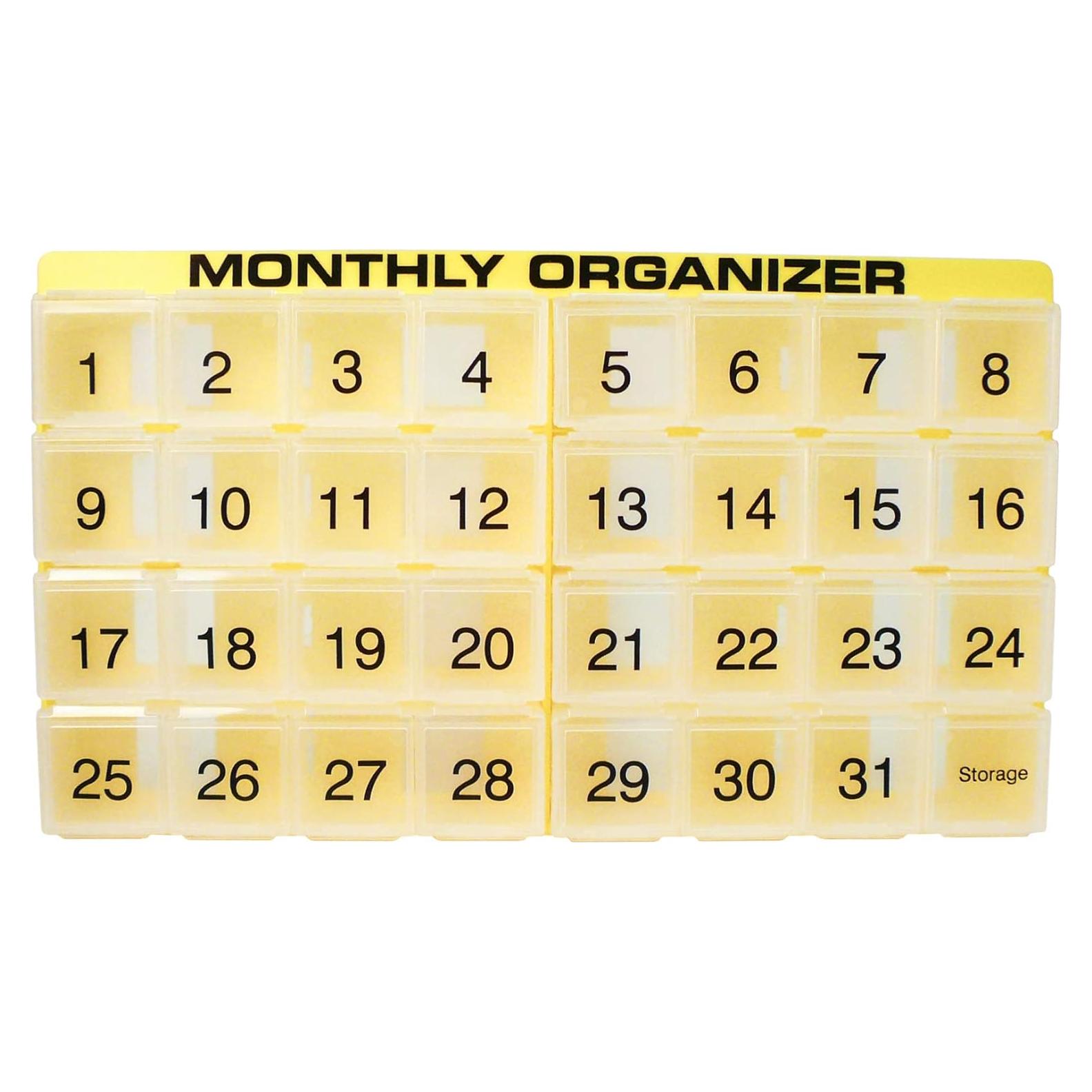 Organizador mensual de pastillas Promed 31 compartimentos amarillo