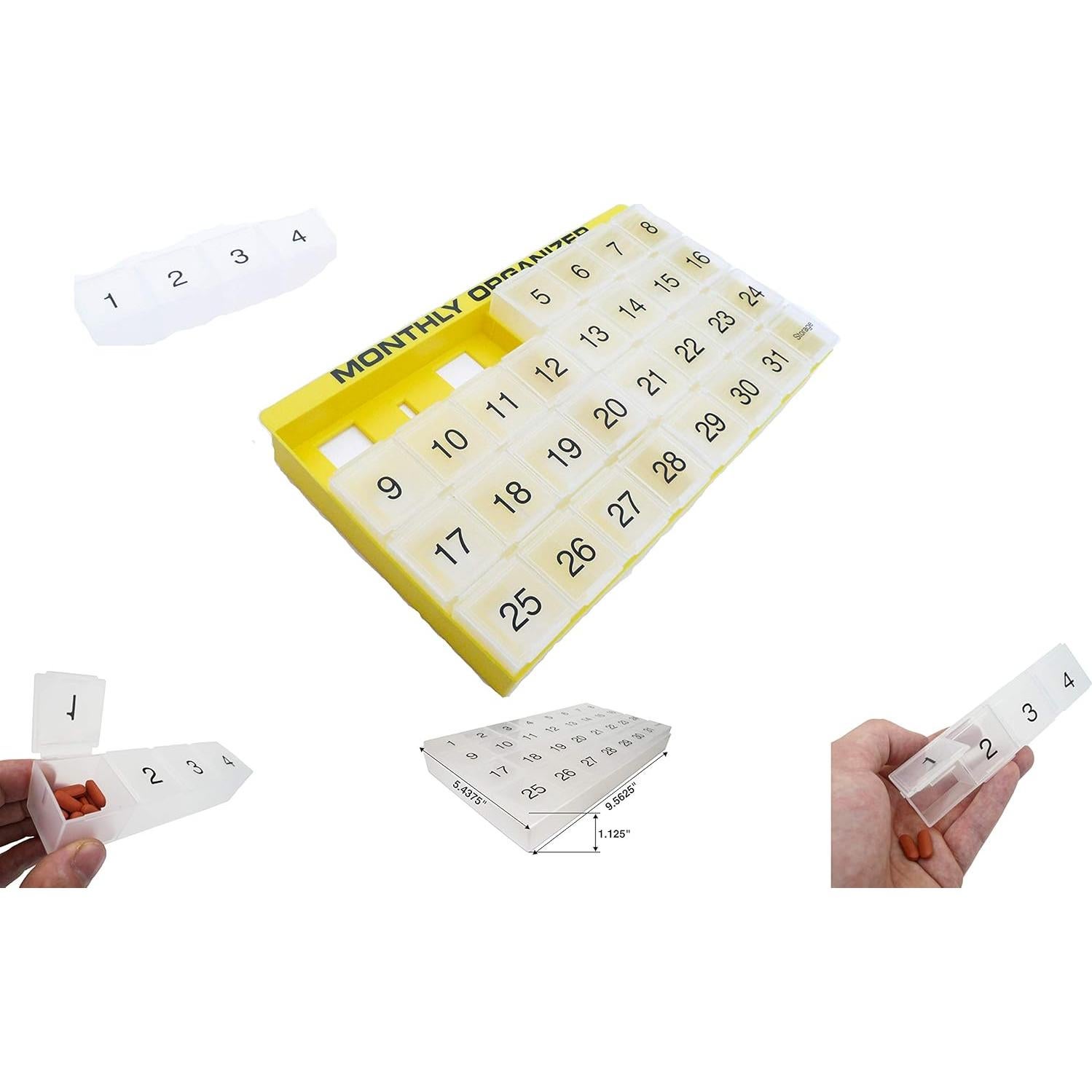 Organizador mensual de pastillas Promed 31 compartimentos amarillo