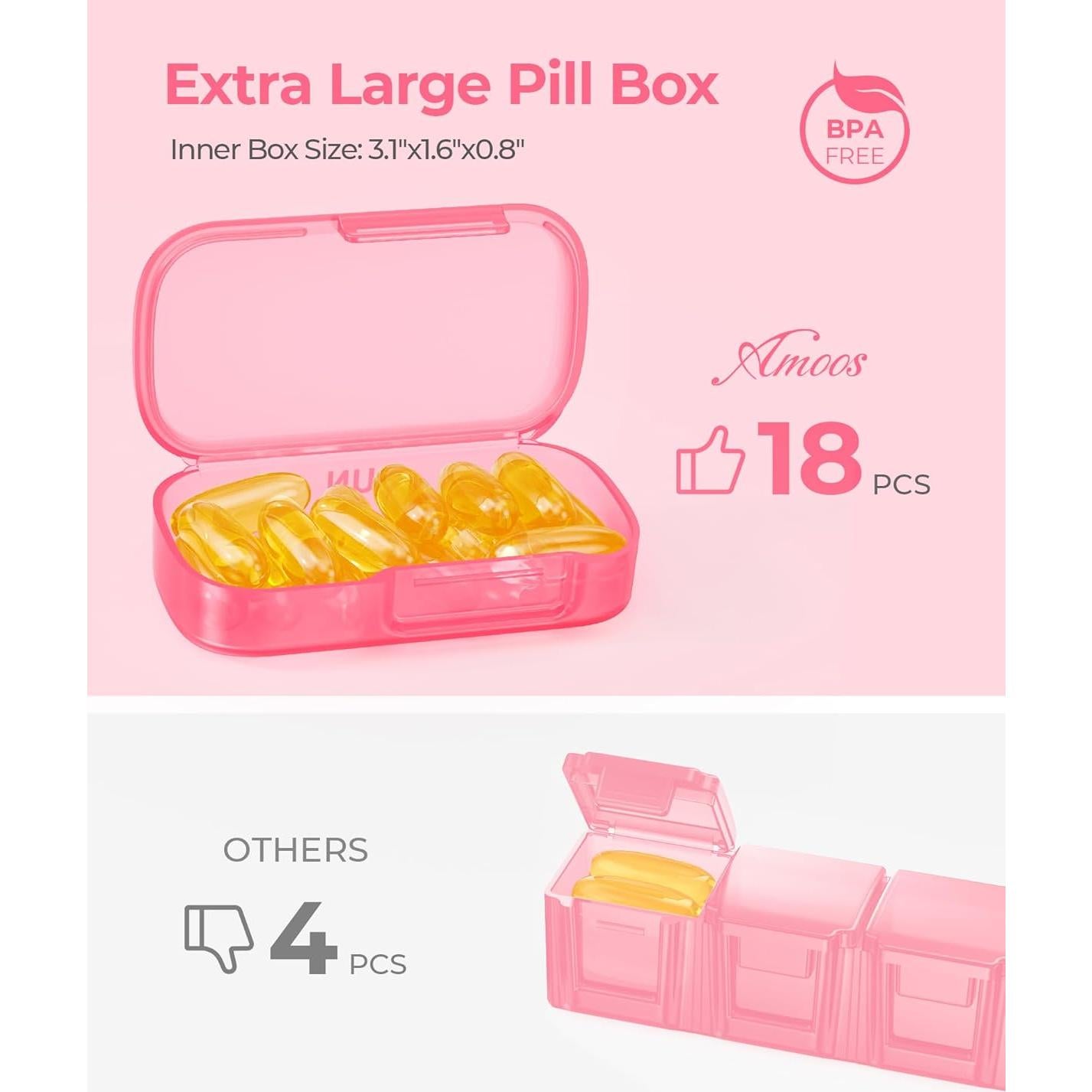 Organizador de Pastillas Semanal AMOOS 7 Días Libre de BPA