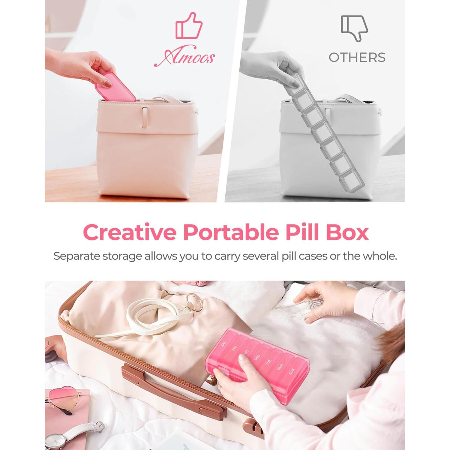 Organizador de Pastillas Semanal AMOOS 7 Días Libre de BPA