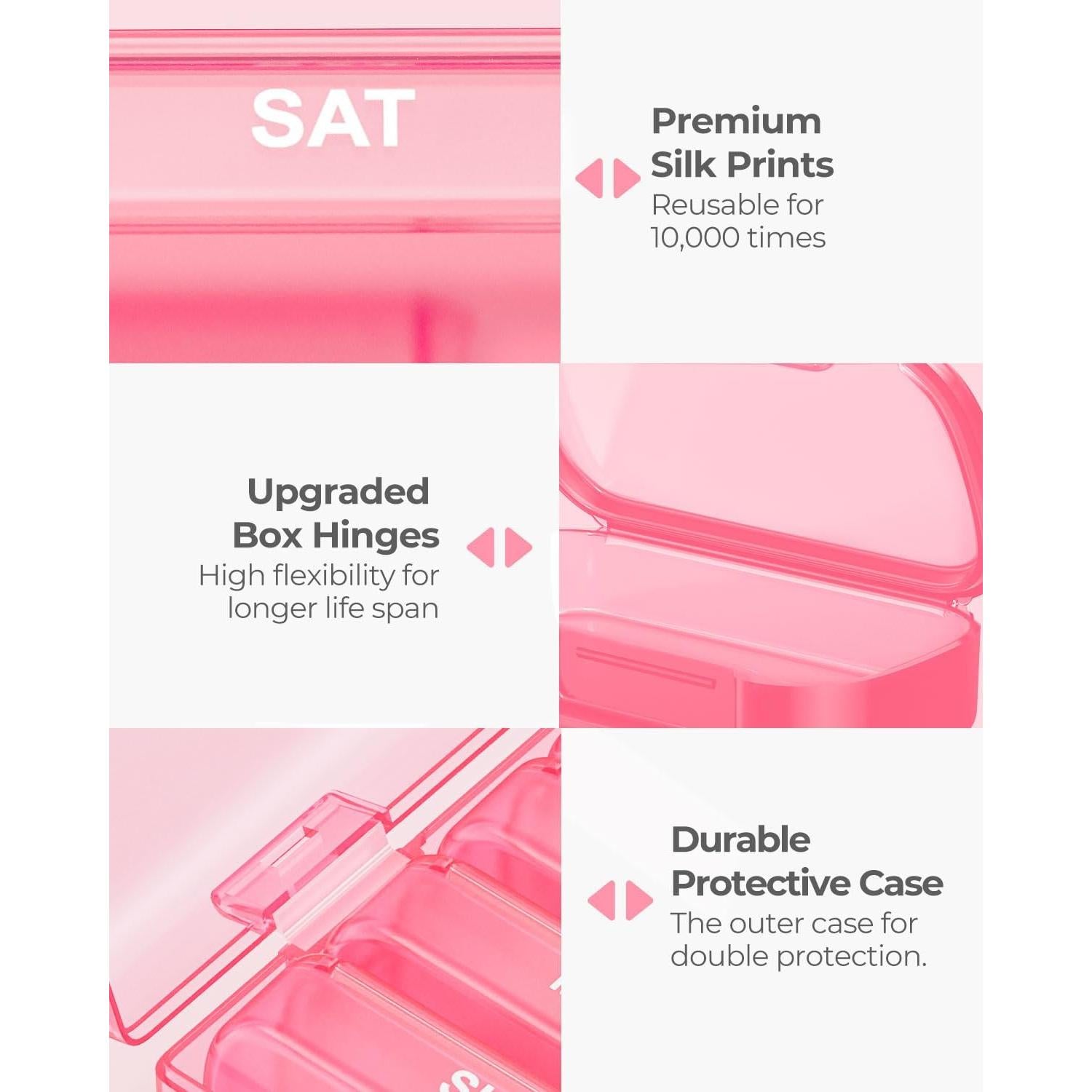 Organizador de Pastillas Semanal AMOOS 7 Días Libre de BPA