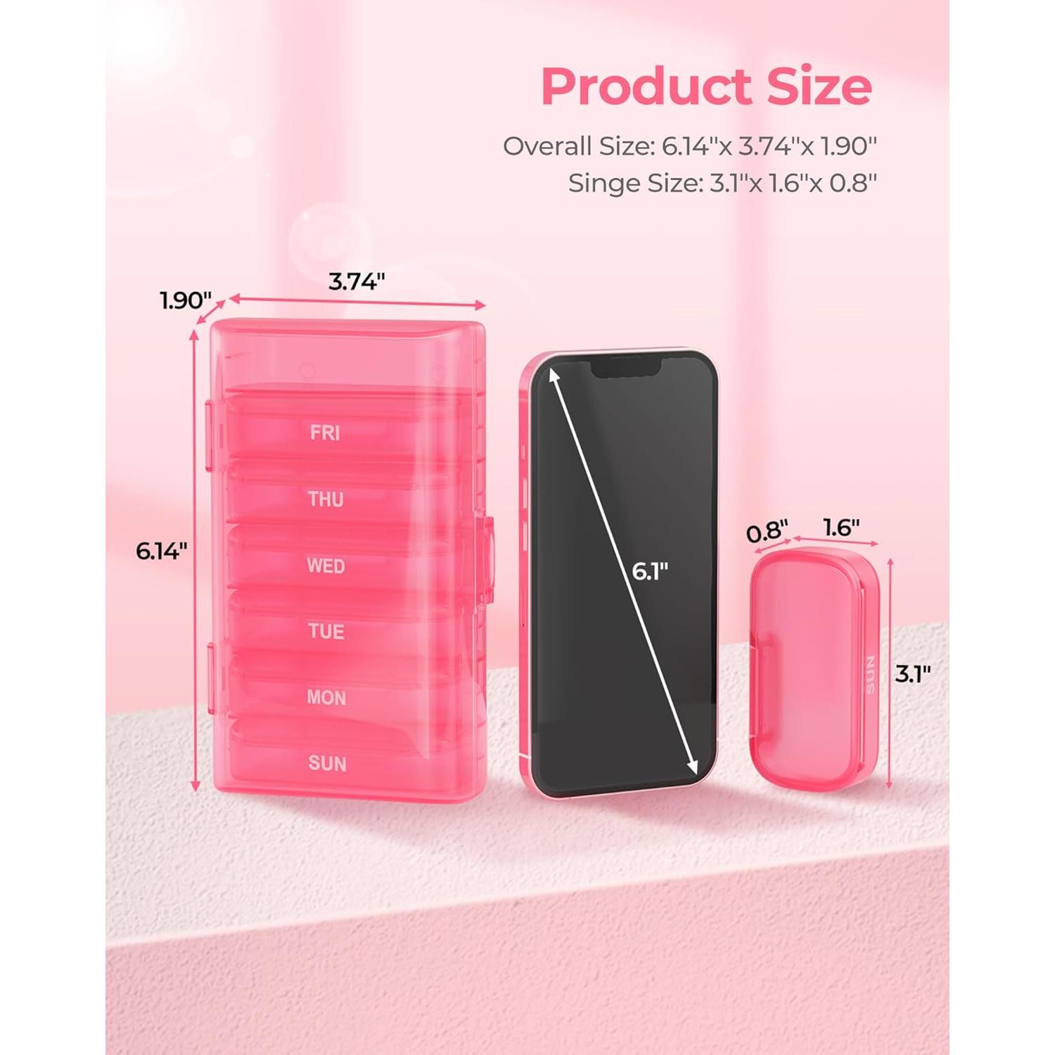 Organizador de Pastillas Semanal AMOOS 7 Días Libre de BPA