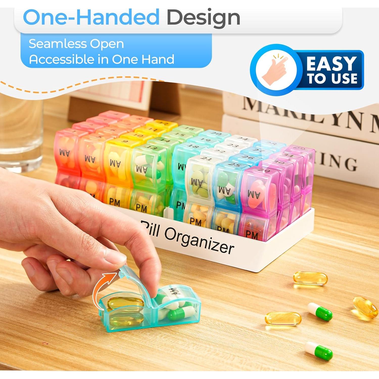 Organizador de Pastillas Mensual Colorwing AM PM 32 Compartimentos