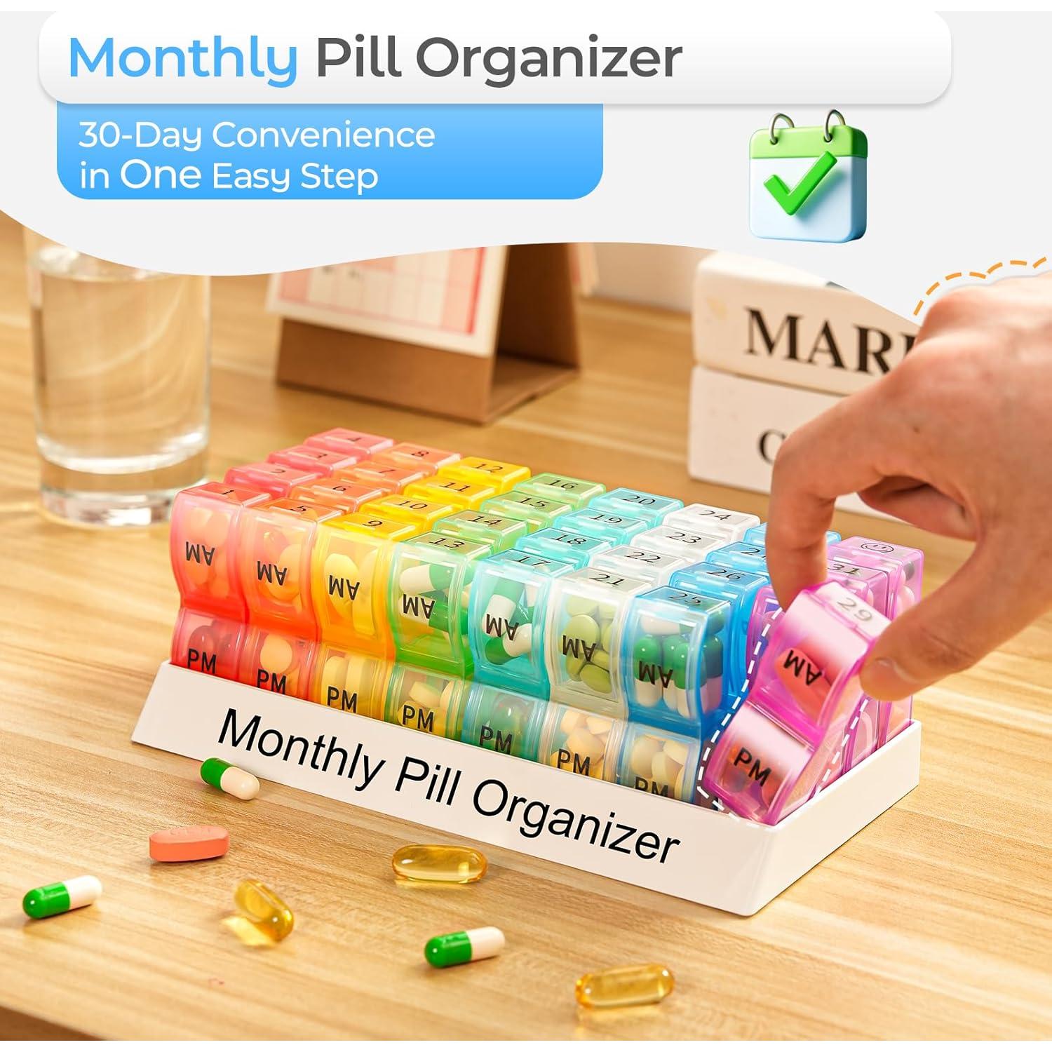 Organizador de Pastillas Mensual Colorwing AM PM 32 Compartimentos