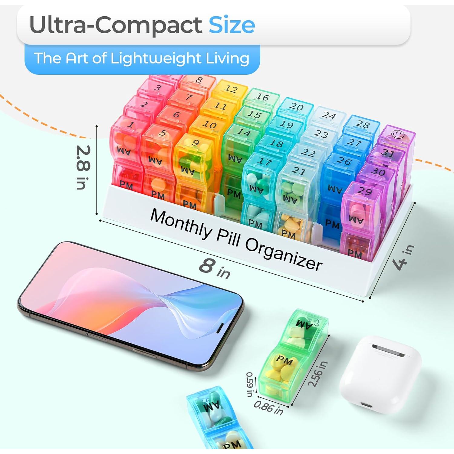 Organizador de Pastillas Mensual Colorwing AM PM 32 Compartimentos