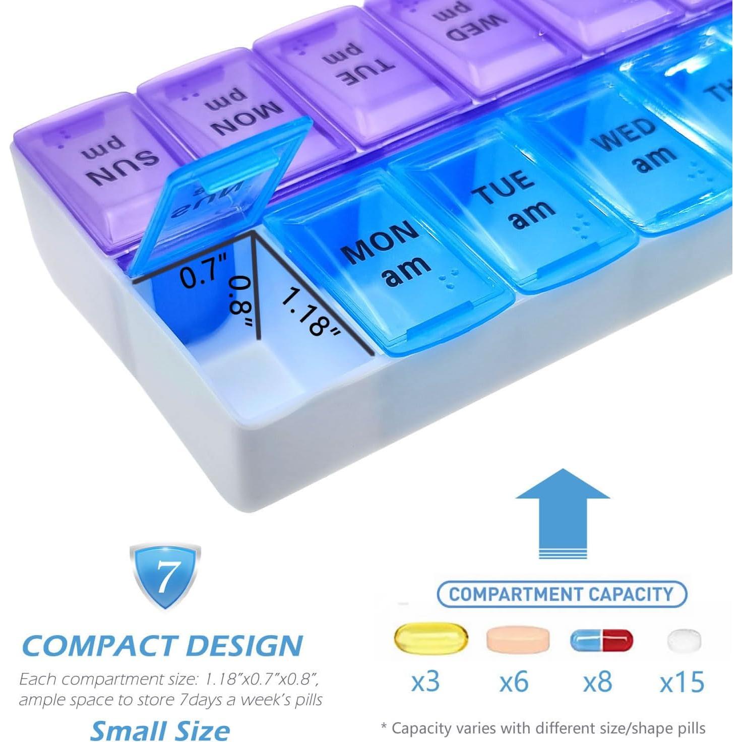Organizador de Pastillas VOFOON Pequeño 7 Días AM PM Viaje
