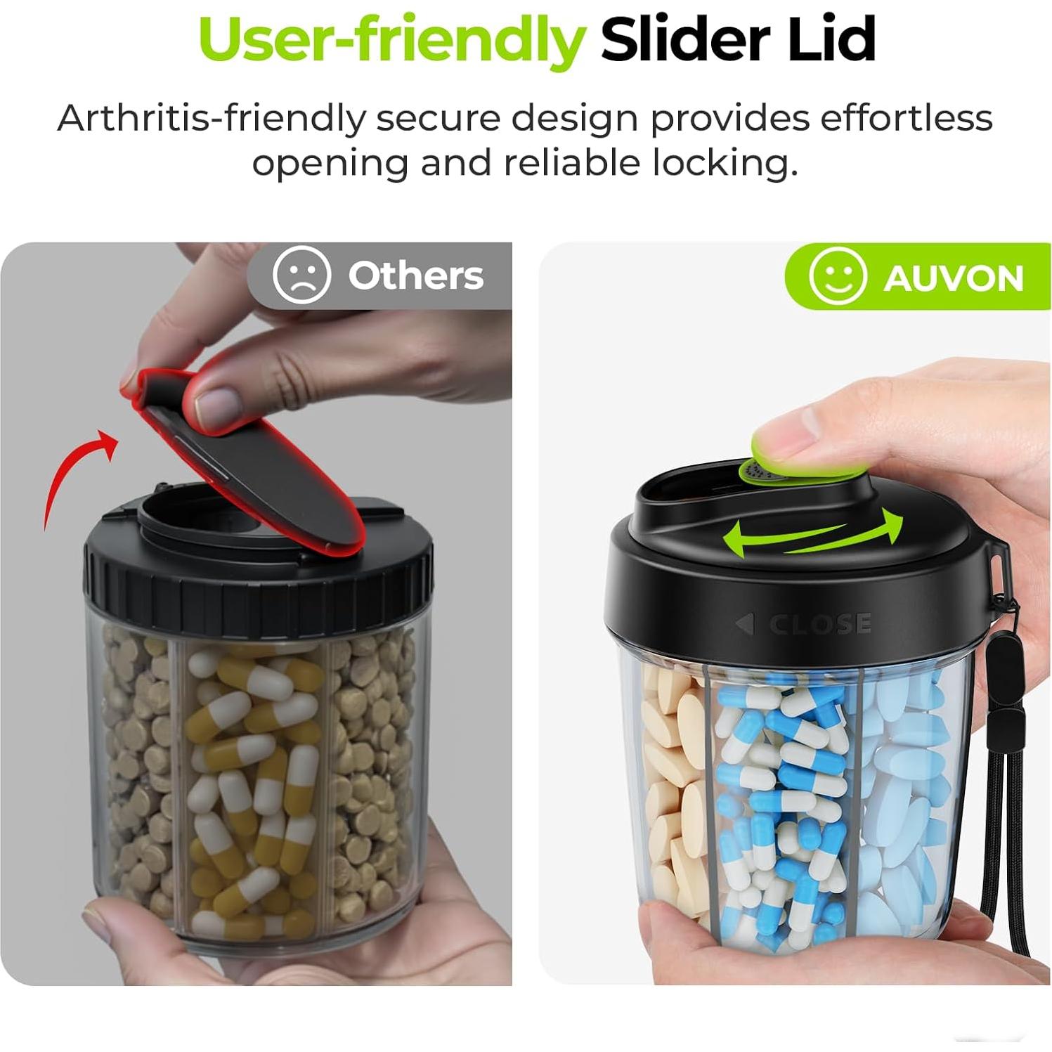 Dispensador de Pastillas Portátil AUVON con 7 Compartimentos