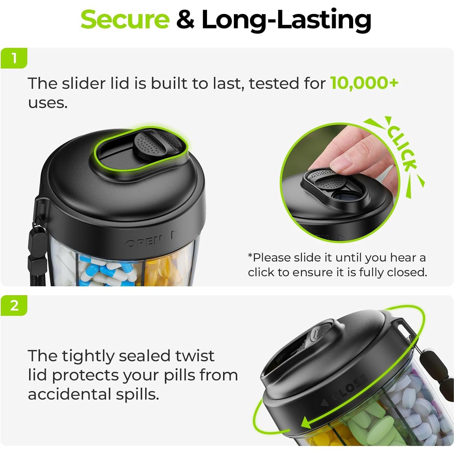 Dispensador de Pastillas Portátil AUVON con 7 Compartimentos