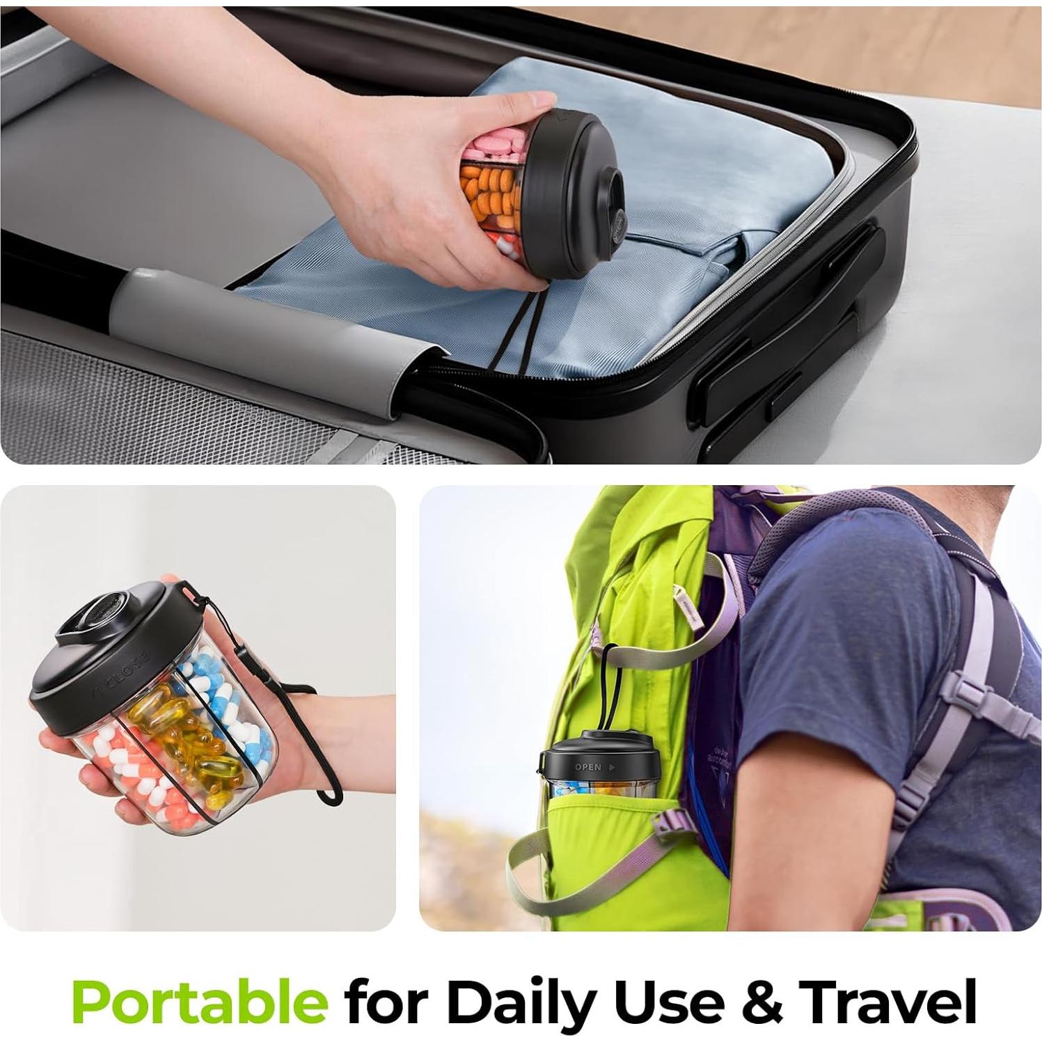 Dispensador de Pastillas Portátil AUVON con 7 Compartimentos