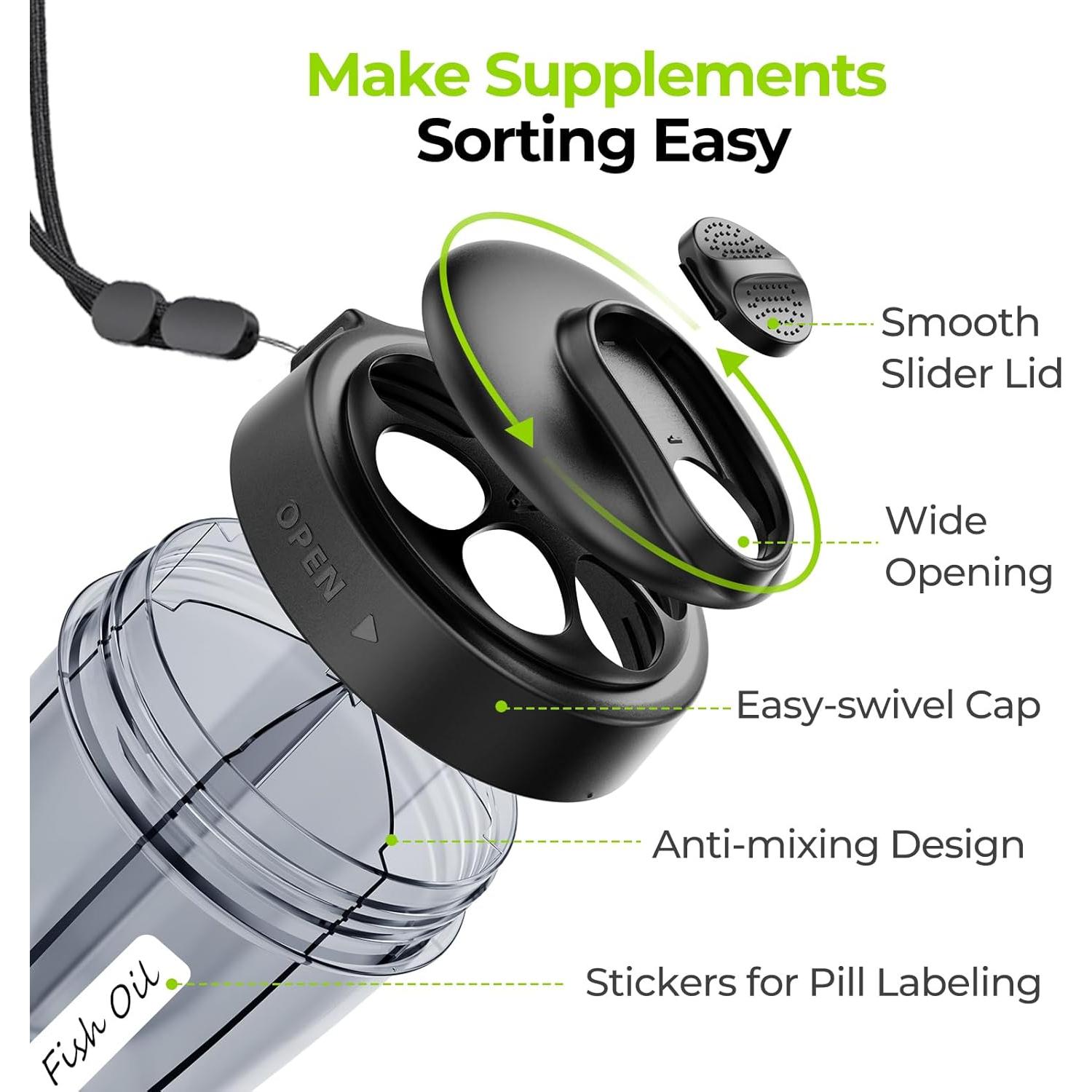 Dispensador de Pastillas Portátil AUVON con 7 Compartimentos