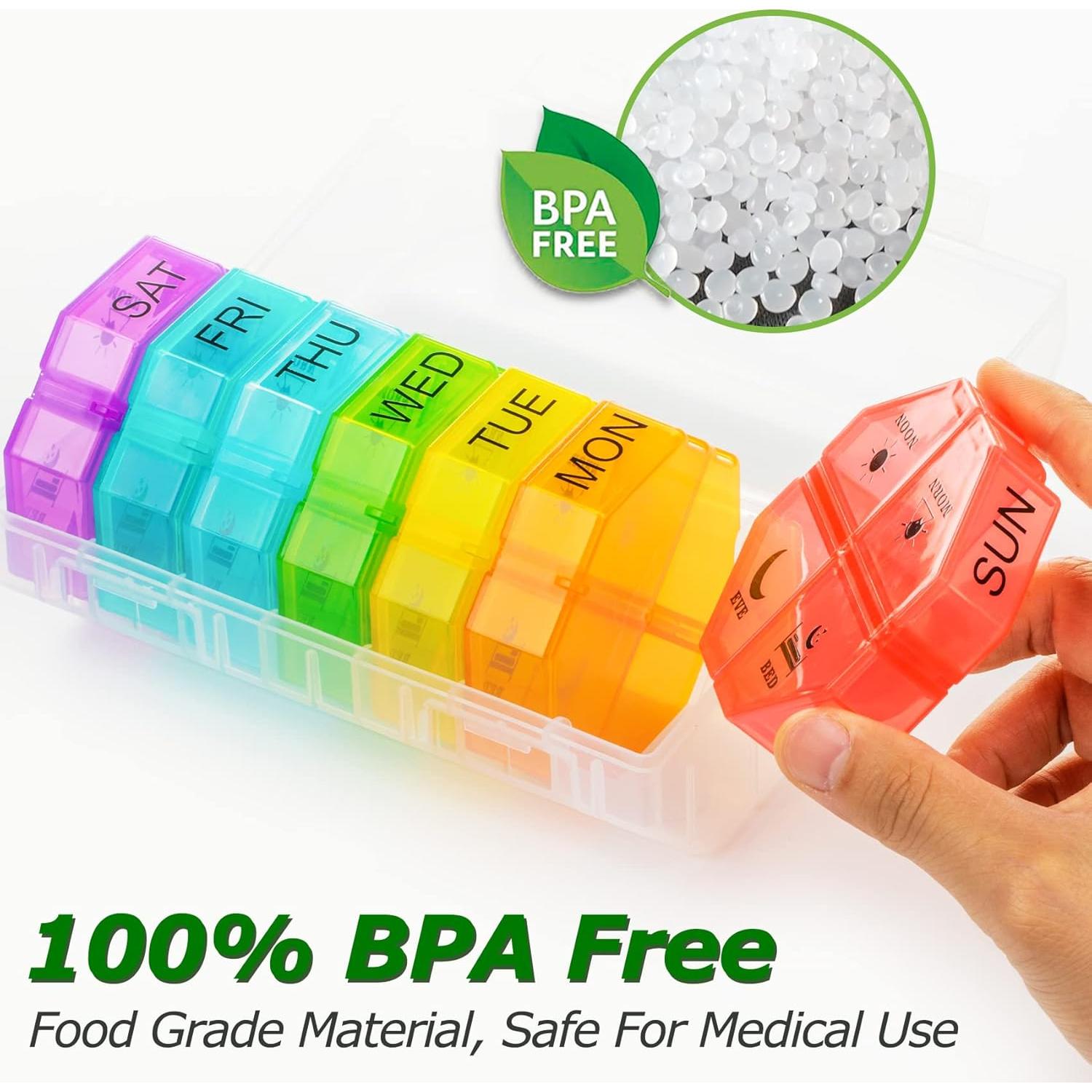 Organizador Semanal de Pastillas Yaklim 28 Compartimentos Blanco