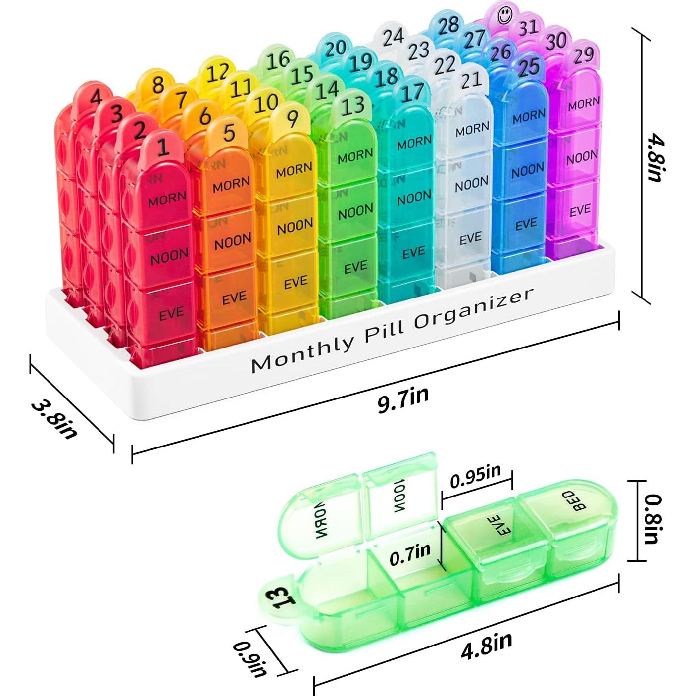 Organizador de Pastillas Mensual Daviky 4 Veces al Día 30 Días