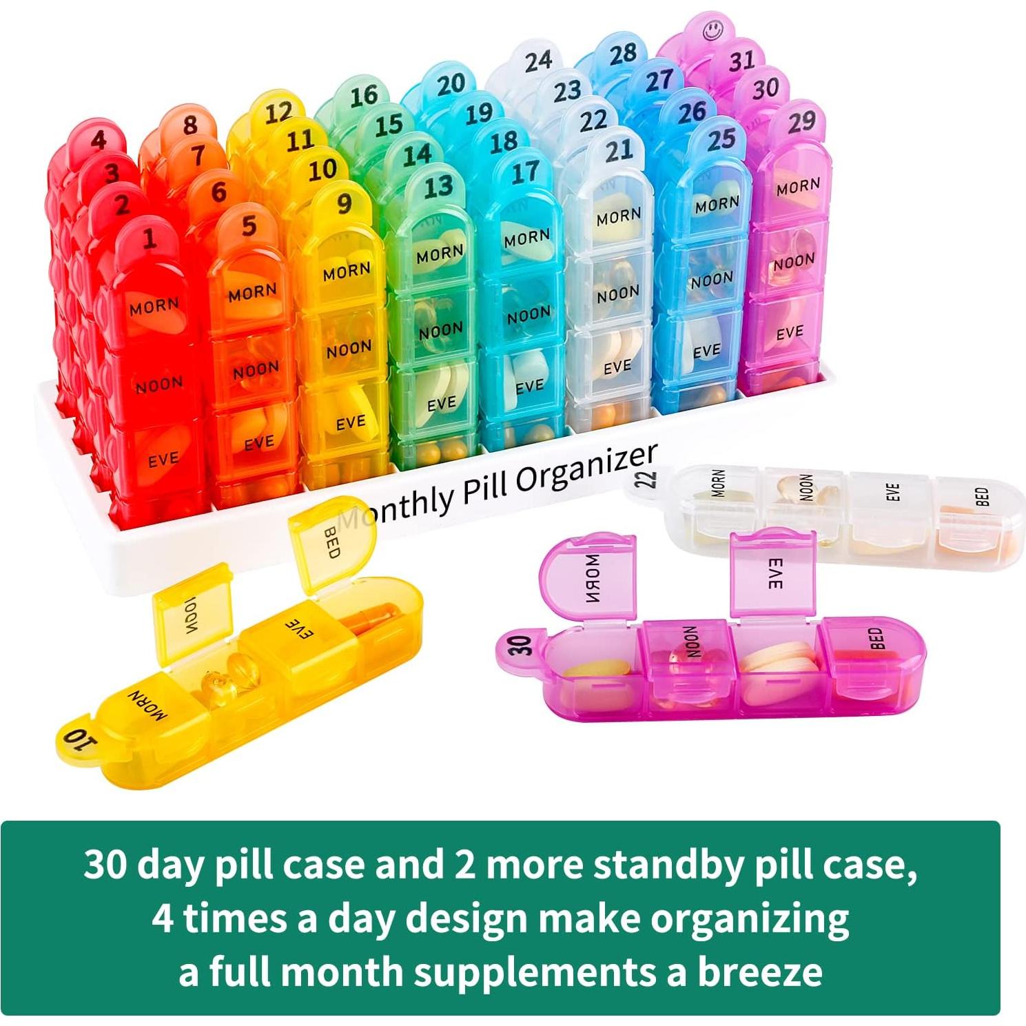 Organizador de Pastillas Mensual Daviky 4 Veces al Día 30 Días