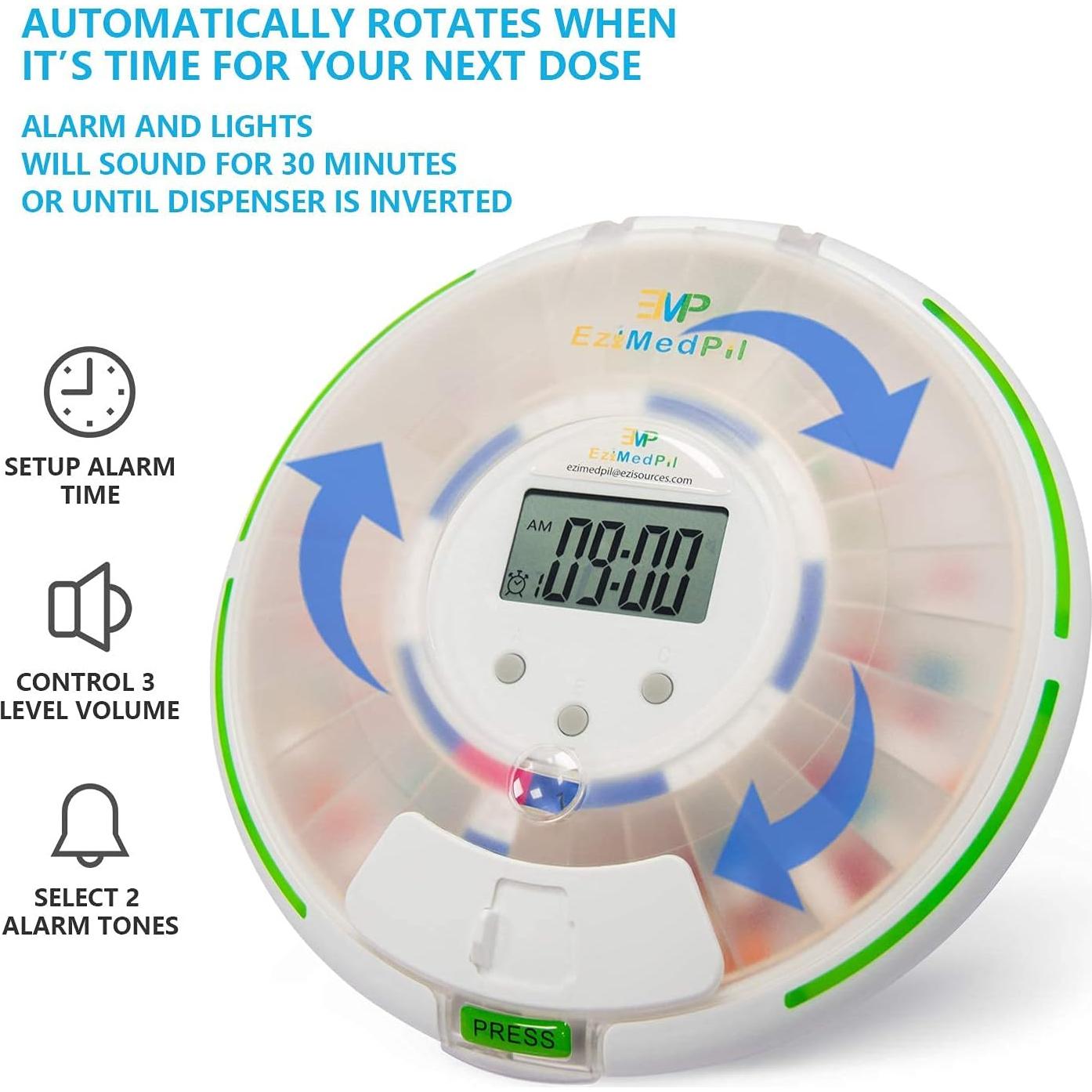 Dispensador Automático de Pastillas EZIMEDPIL con Alarma y Luz