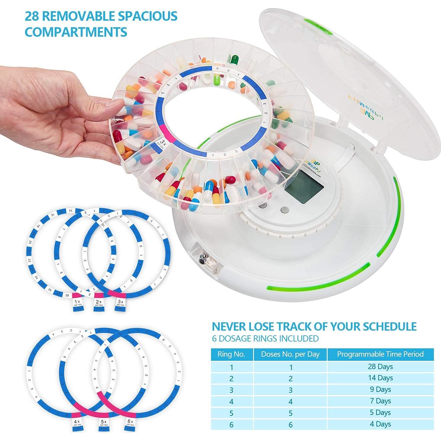 Dispensador Automático de Pastillas EZIMEDPIL con Alarma y Luz