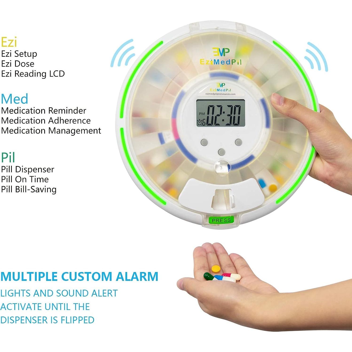Dispensador Automático de Pastillas EZIMEDPIL con Alarma y Luz