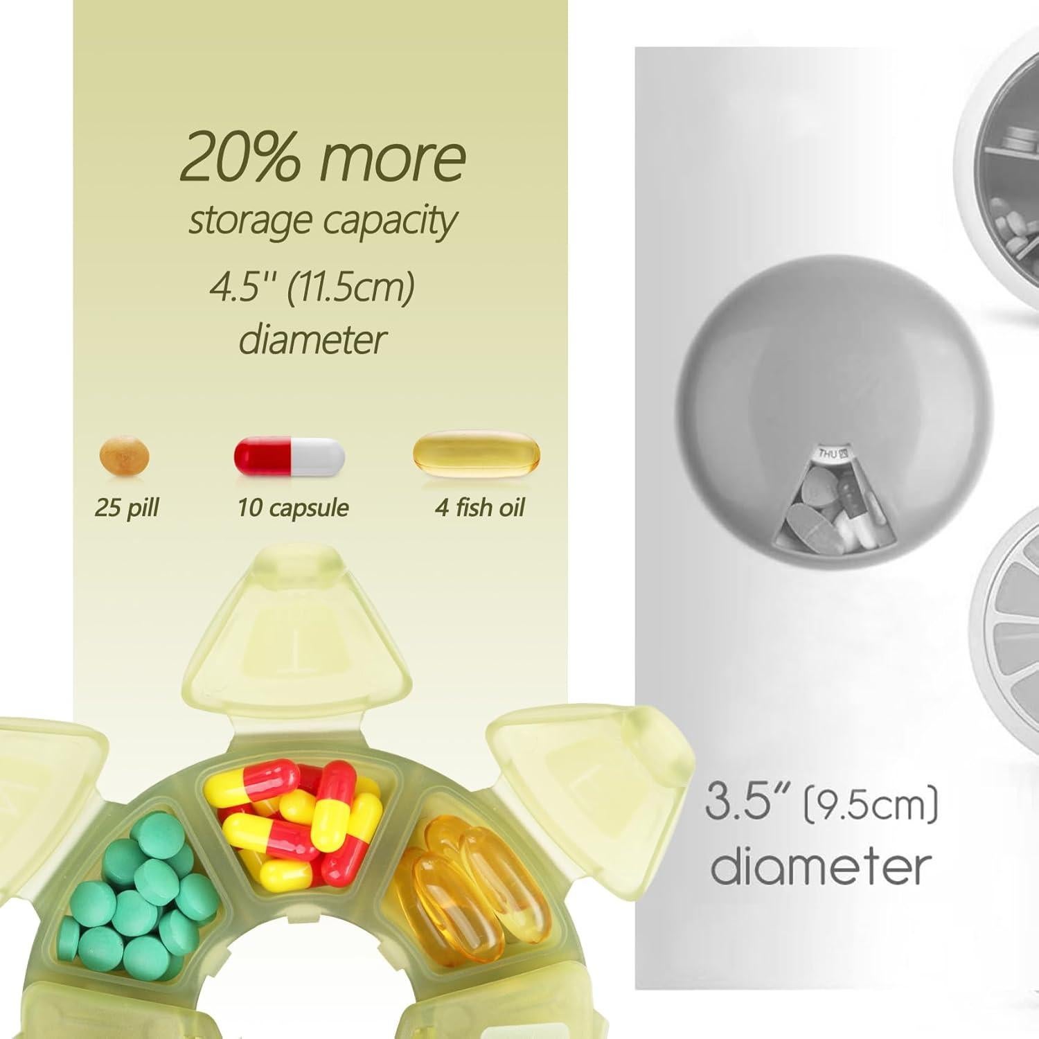 Organizador de Pastillas Semanal YAKLIM Oliva 7 Compartimentos