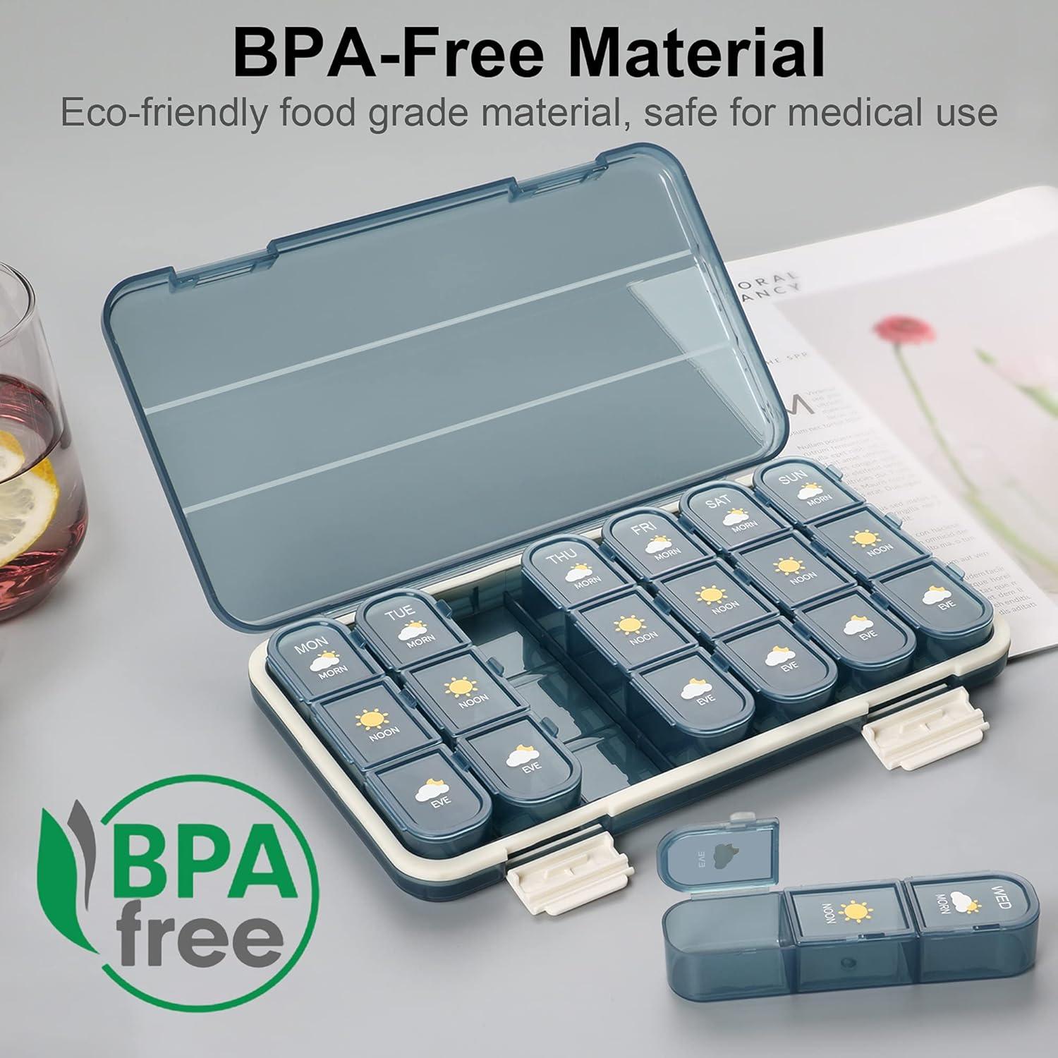 Organizador de Pastillas Acedada 7 Días 3 Veces al Día Azul