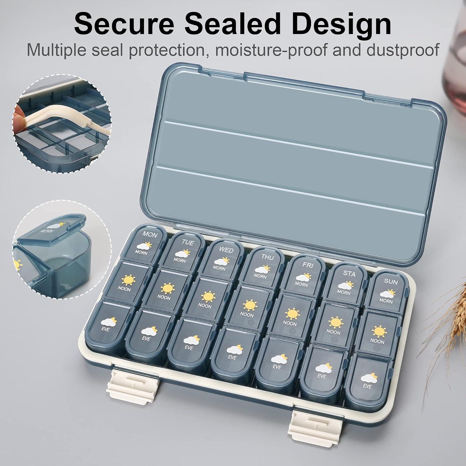 Organizador de Pastillas Acedada 7 Días 3 Veces al Día Azul