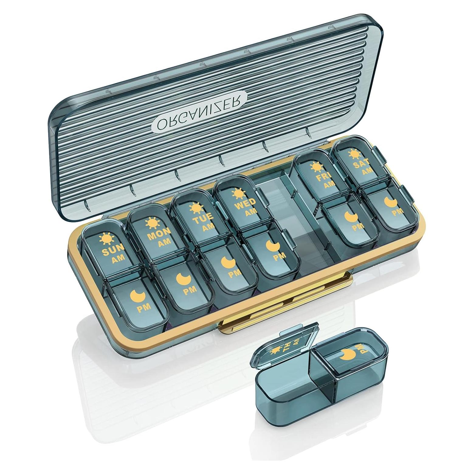 Organizador de Pastillas Acedada Semanal 2 Veces al Día Azul