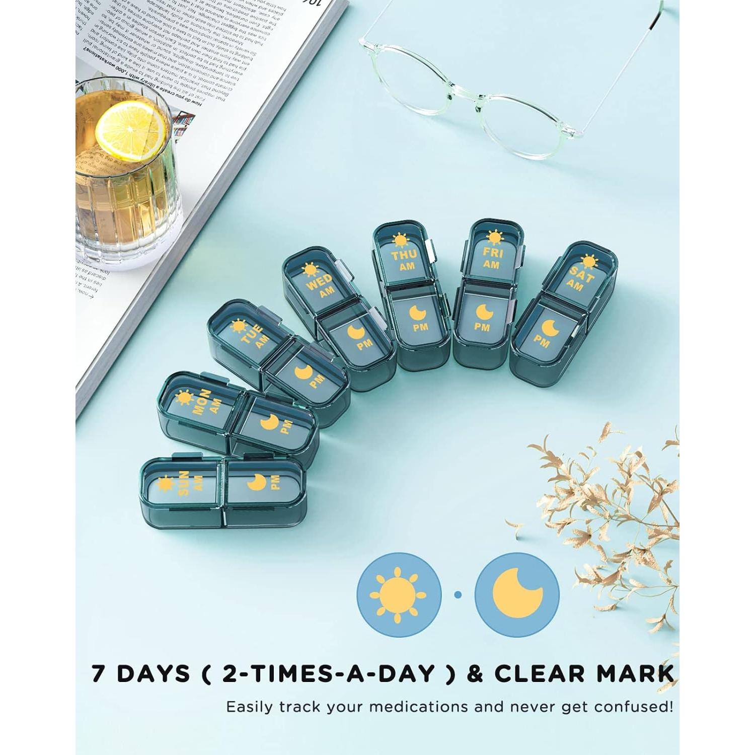 Organizador de Pastillas Acedada Semanal 2 Veces al Día Azul