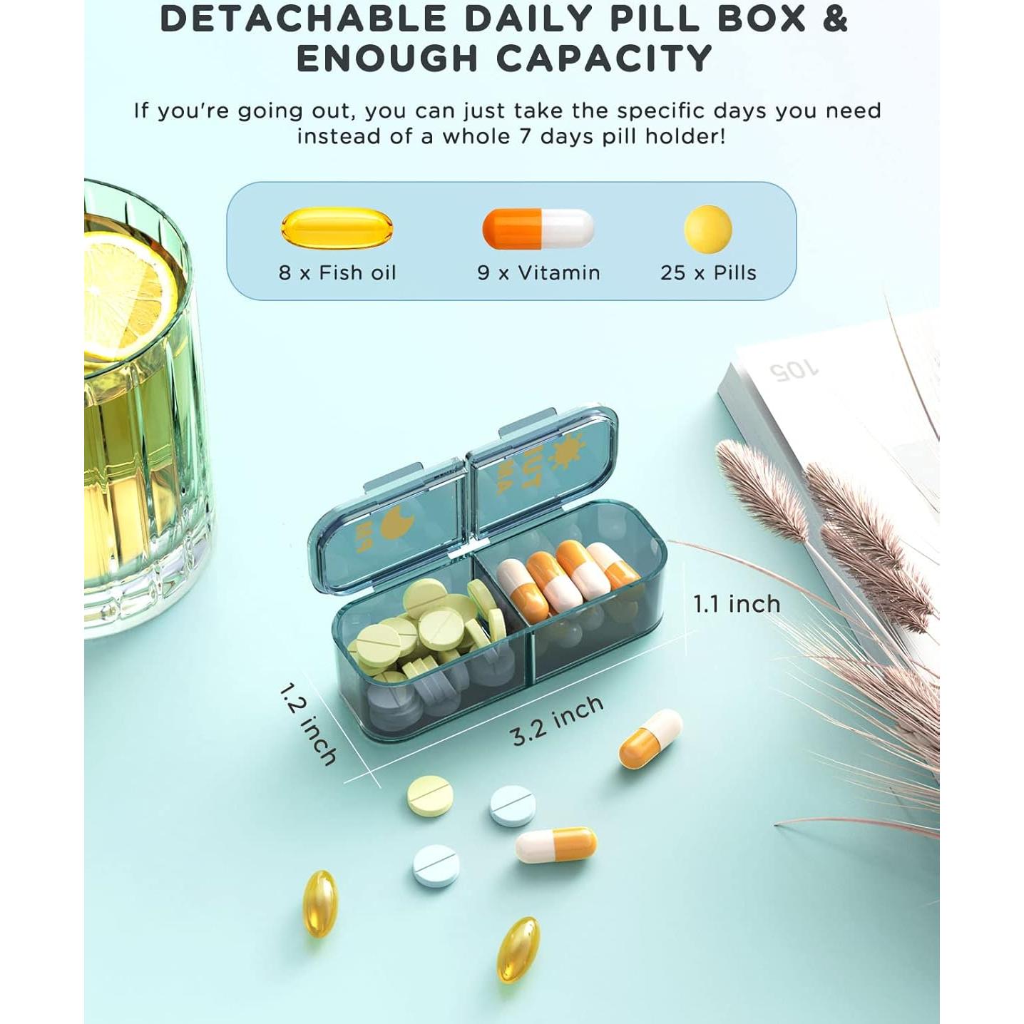 Organizador de Pastillas Acedada Semanal 2 Veces al Día Azul
