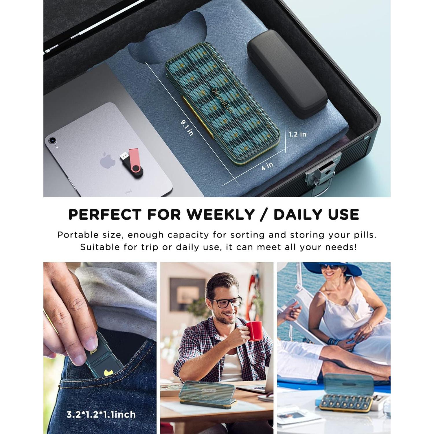 Organizador de Pastillas Acedada Semanal 2 Veces al Día Azul