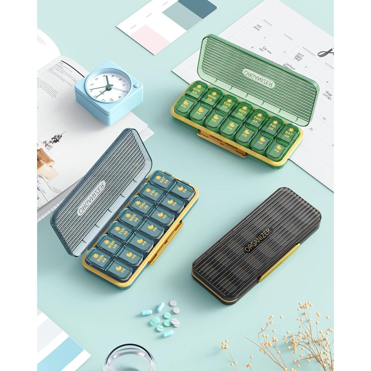 Organizador de Pastillas Acedada Semanal 2 Veces al Día Azul