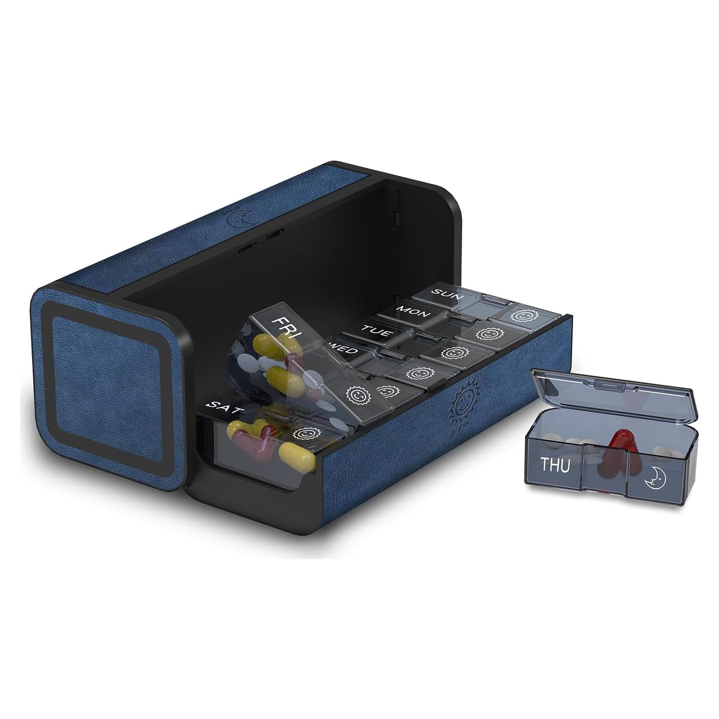 Organizador de Pastillas Semanal TALVOLC Azul 14 Compartimentos