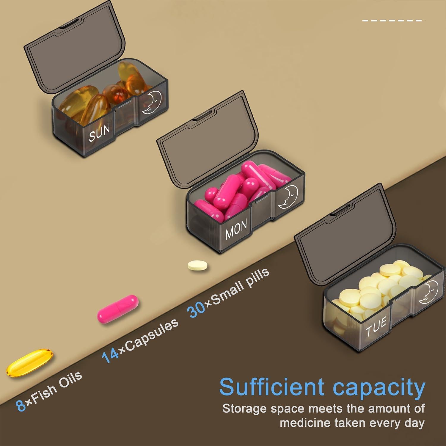 Organizador de Pastillas Semanal TALVOLC Azul 14 Compartimentos