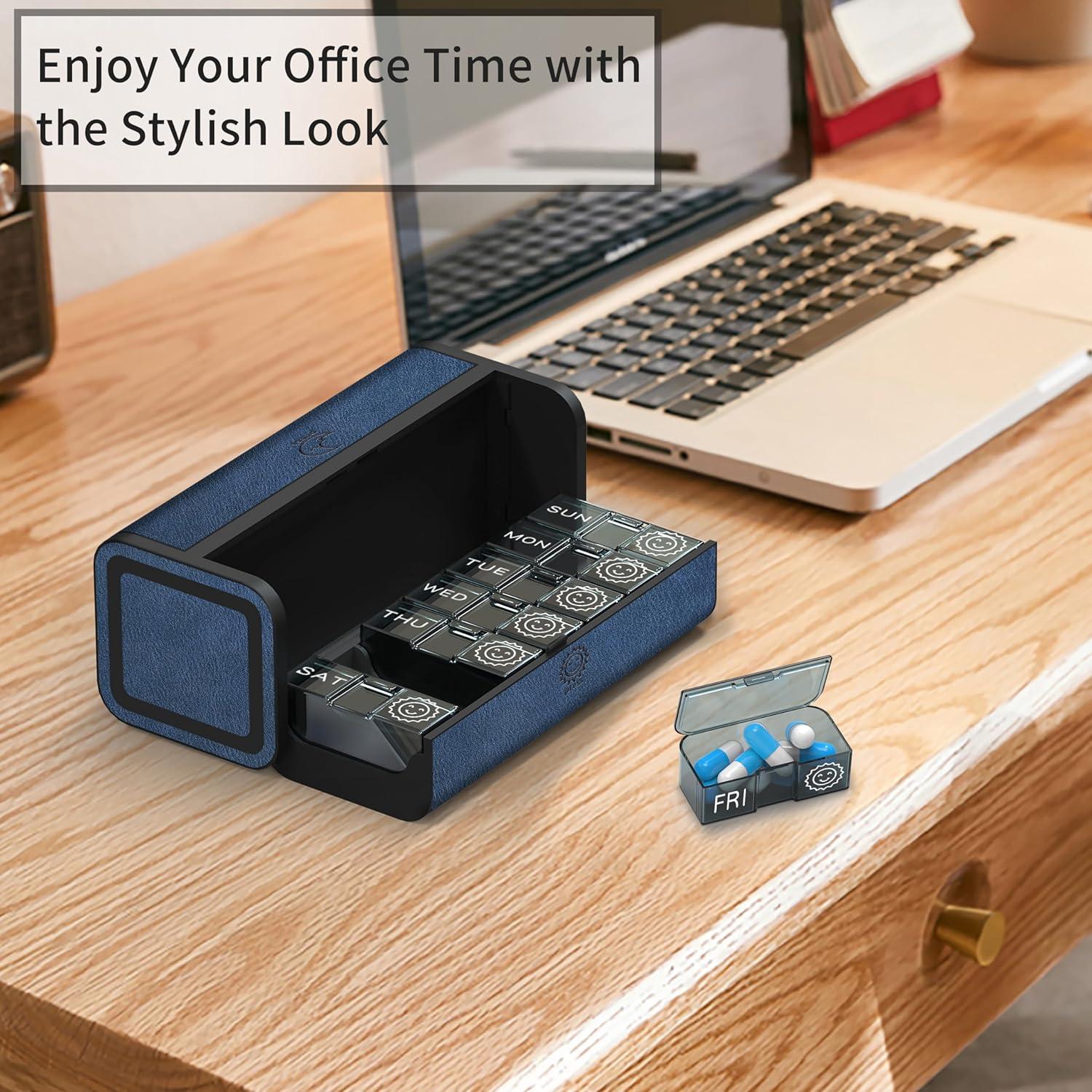 Organizador de Pastillas Semanal TALVOLC Azul 14 Compartimentos