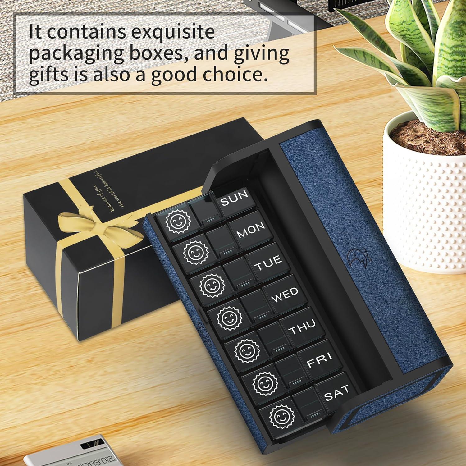 Organizador de Pastillas Semanal TALVOLC Azul 14 Compartimentos