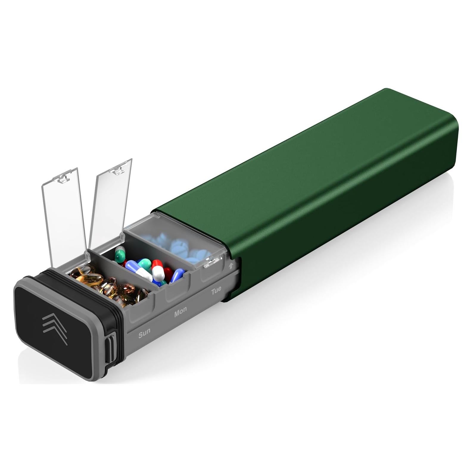 Organizador de Pastillas Semanal Kursoaya Aluminio Verde Cazador